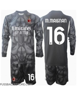 Günstige AC Milan Mike Maignan #16 Torwart Heimtrikotsatz Kinder 2024-25 Langarm (+ Kurze Hosen)